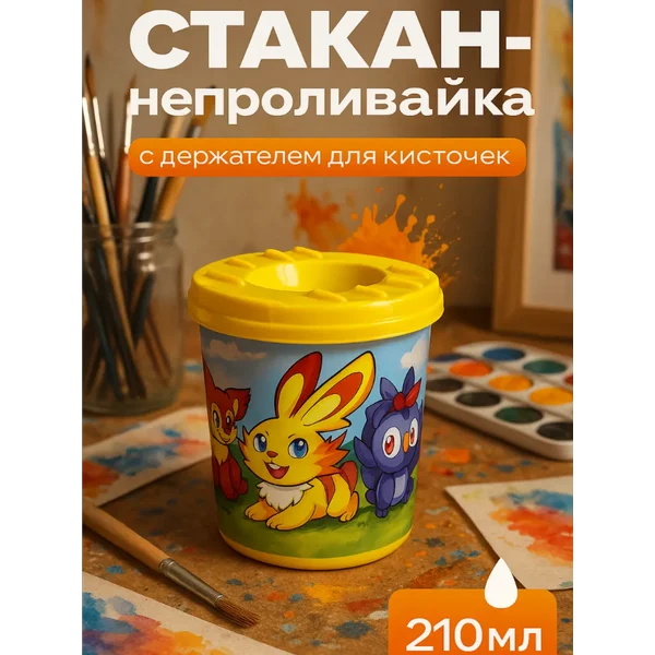 Стакан непроливайка одинарный 210мл, с рисунком