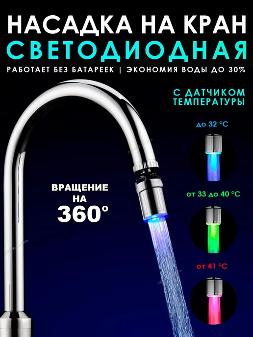 Насадка для крана с подсветкой Led Water Glow - Aveopt - оптова дропшипінг платформа в Україні