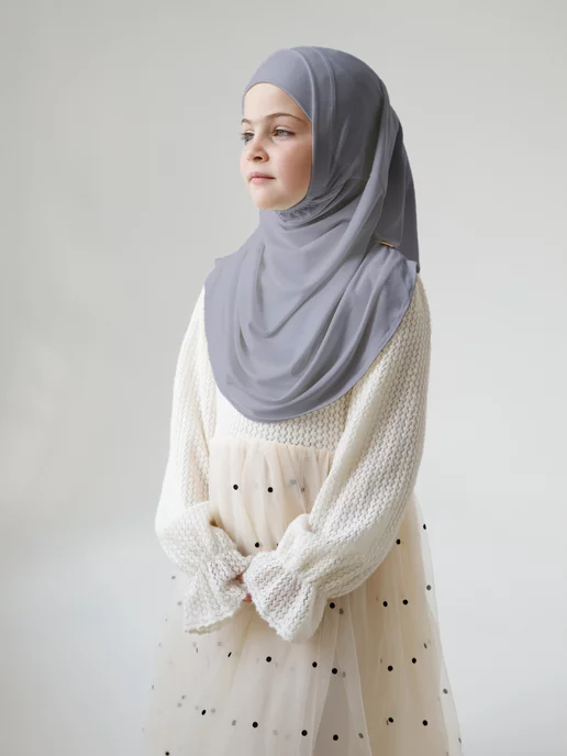 Rayan Hijab Амирка хиджаб однотонный мусульманская одежда, серый, фото 2