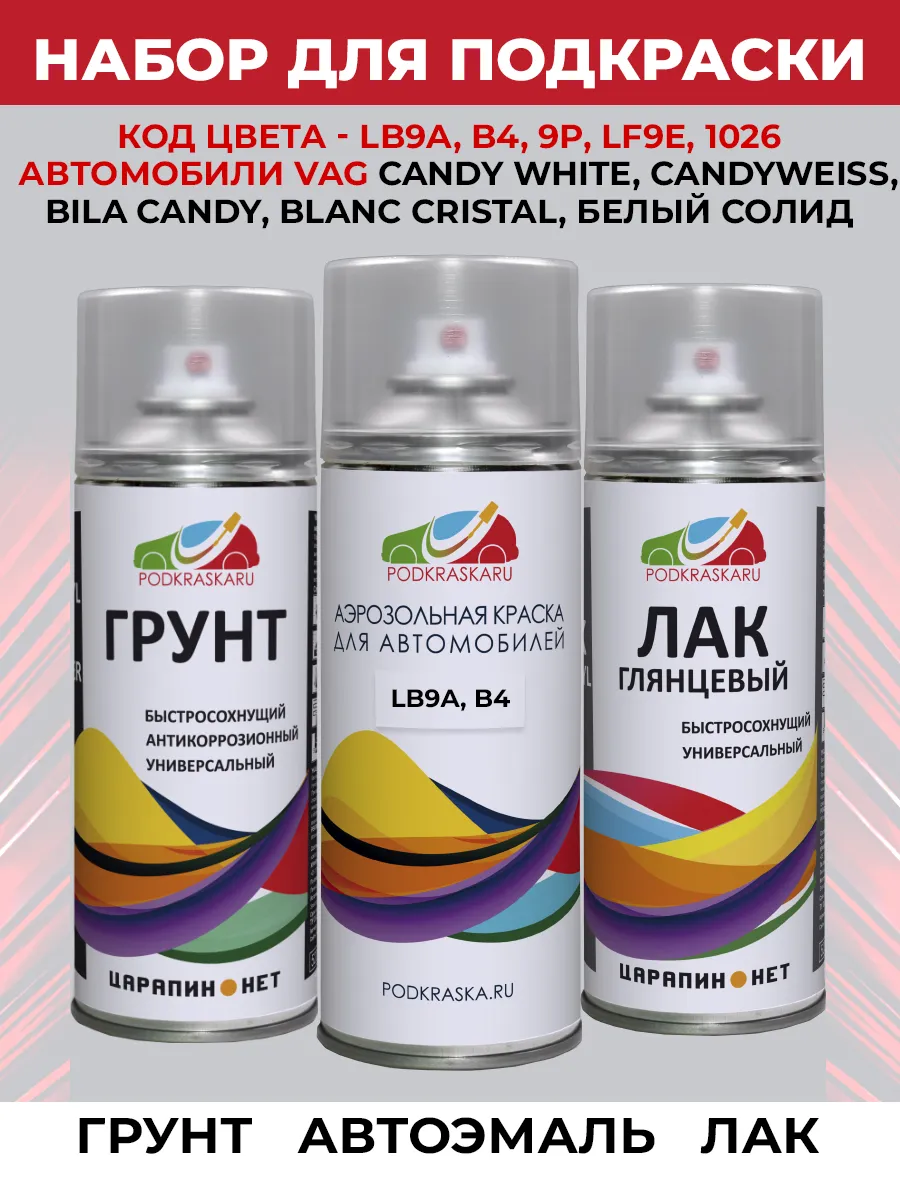 Набор для ремонта ЛКП, автоэмаль LB9A VAG Белый Candyweiss