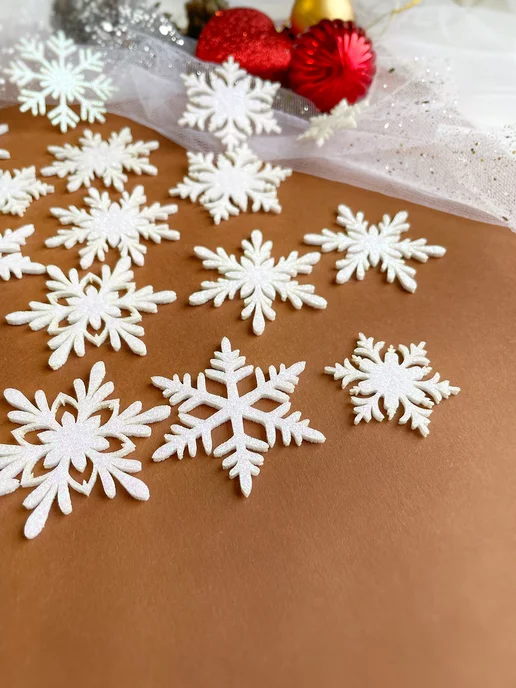 Magic for crafts Снежинки блестящие из фетра, белый, фото 3