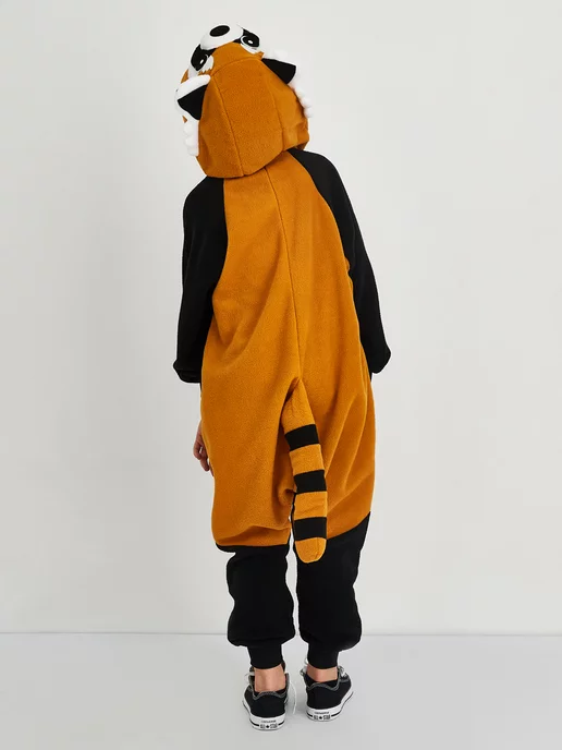 BearWear Кигуруми детский пижама карнавальный костюм Енот Premuim, черный, фото 4