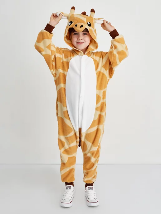 BearWear Кигуруми детский пижама карнавальный костюм Жираф Premuim, белый, фото 2