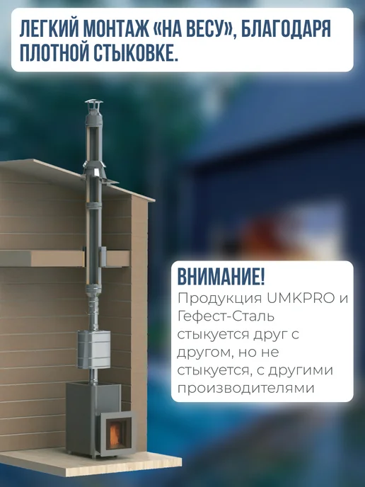 UMKPRO Труба для дымохода 150, 0,25м, AISI 439 1,0мм, 0,25 м, фото 4