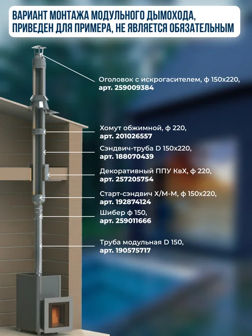 UMKPRO Труба для дымохода 150, 0,25м, AISI 439 1,0мм, 0,25 м, фото 7