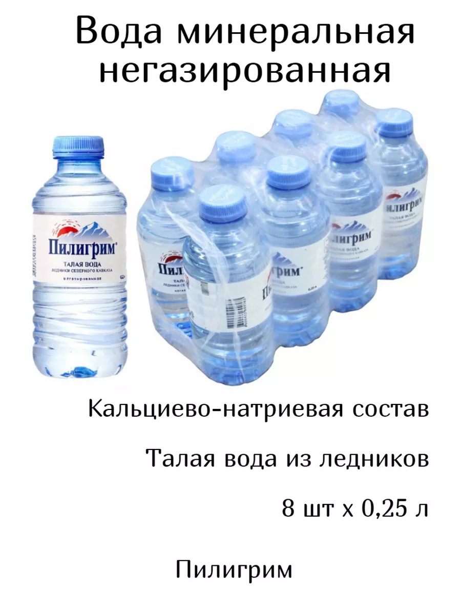 Вода минеральная негазированная 0.25 л, 8 шт Пилигрим 190597328 купить в  интернет-магазине Wildberries