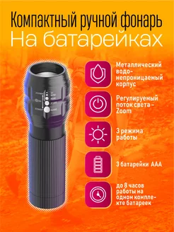 Светодиодный фонарь с зумом Dream Tech 190625846 купить за 198 ₽ в интернет-магазине Wildberries