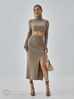 Костюм с юбкой трикотажный лапша LIMIT BOUTIQUE 190635262 купить за 2 585 ₽ в интернет-магазине Wildberries