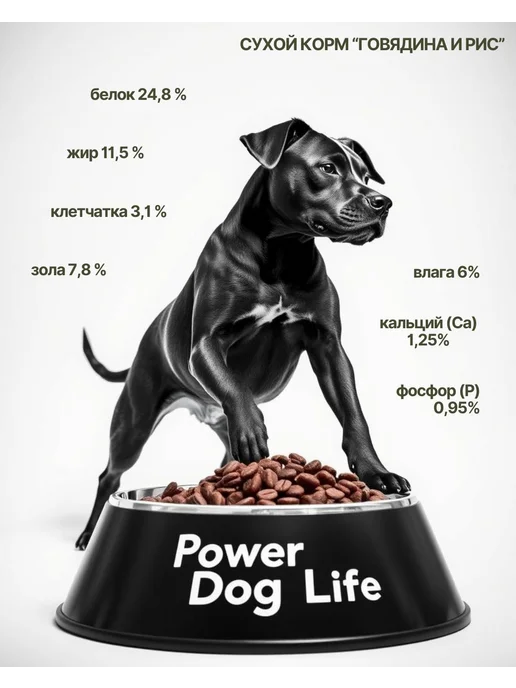 Сухой корм PowerDogLife Кг. для собак, крупные, говядина, 1,5 кг, фото 2