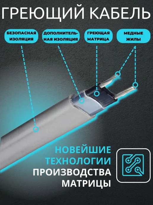 Amiria Греющий кабель на трубу с вилкой 10 метров, 8 м, фото 4