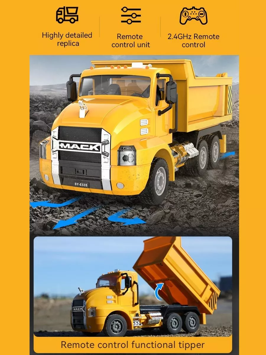 Машина на пульте управления Самосвал MACK Double E 190734364 купить за 2  259 ₽ в интернет-магазине Wildberries