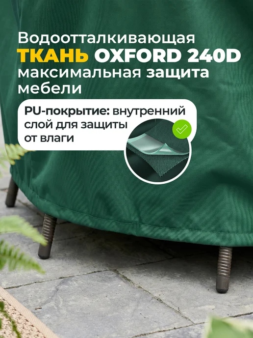 JEONIX Чехол для стола садового 110х70 см, зеленый, 110x70 см, фото 2