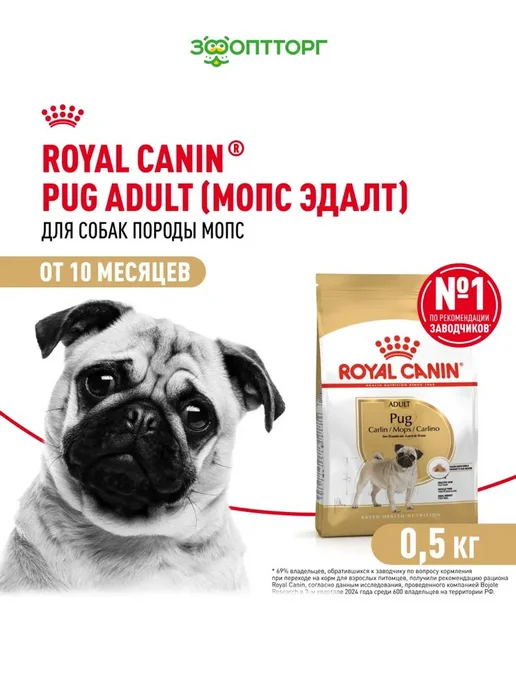 Сухой корм Royal canin Pug Мопс для собак, взрослые, 0,5 кг