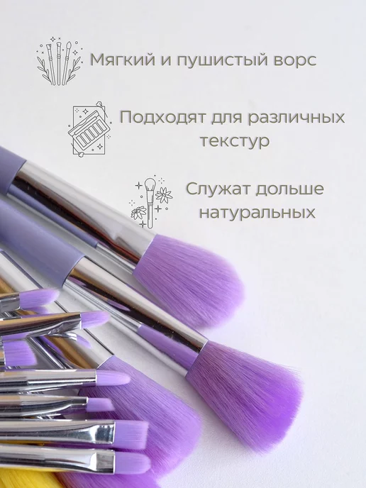 Alex Novich Кисти для макияжа набор, фиолетовый, фото 3