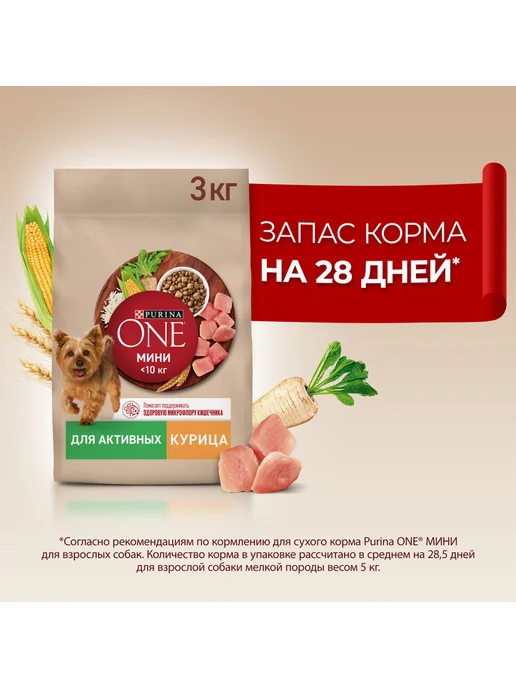 Сухой корм PURINA ONE Активных для собак, мелкие, 3 кг, фото 4