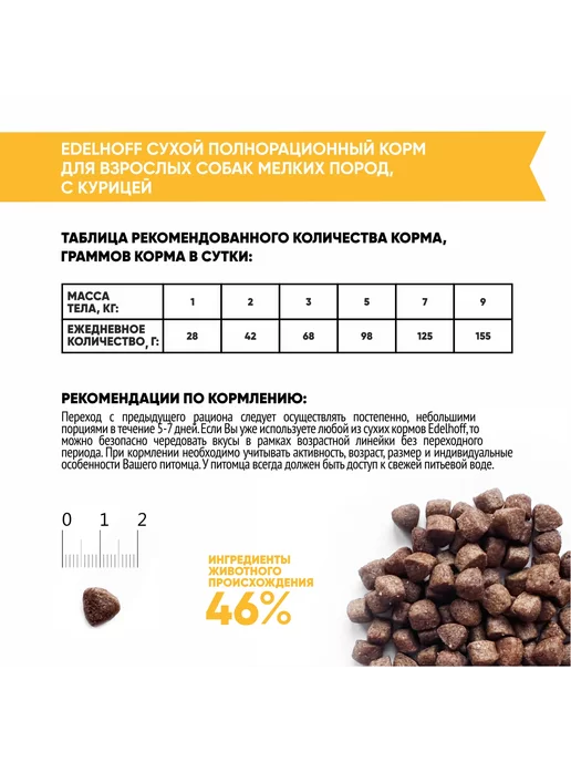 Сухой корм Edelhoff для собак, мелкие, курица, 8 кг, фото 3