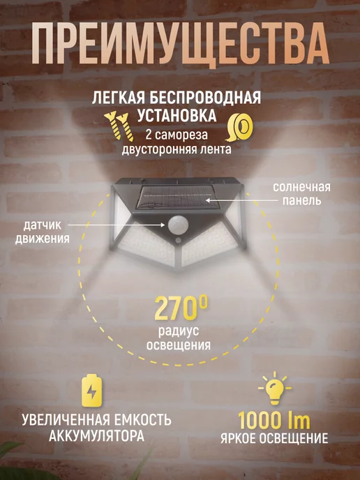 Sunlightfine Светильники на солнечной батарее с датчиком движения, черный, фото 5