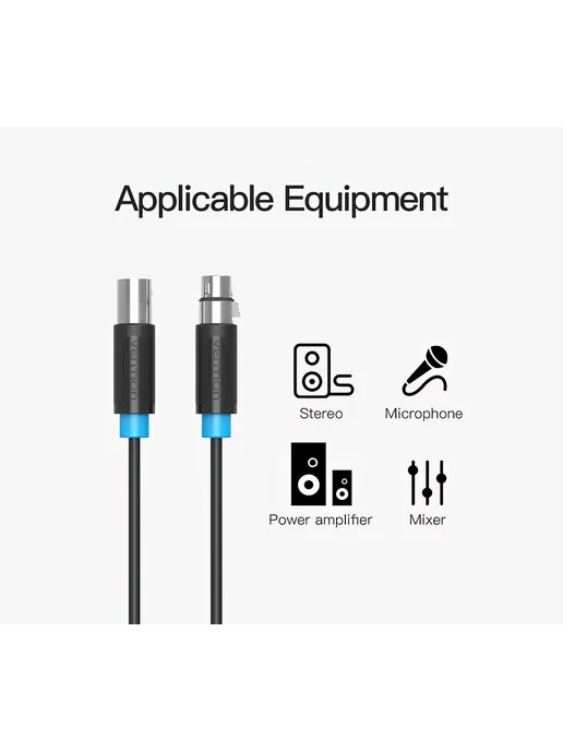 VENTION Аудио кабель для микрофона-мишера+колонок XLR 1.5М, 1,5 м, фото 6
