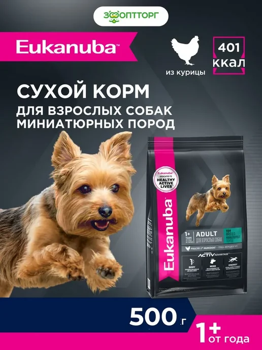 Сухой корм Eukanuba для собак, взрослые, мелкие, курица, 0,5 кг