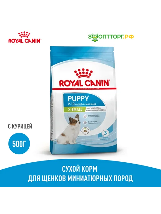 Сухой корм Royal canin для собак, мелкие, щенки, курица, 0,5 кг