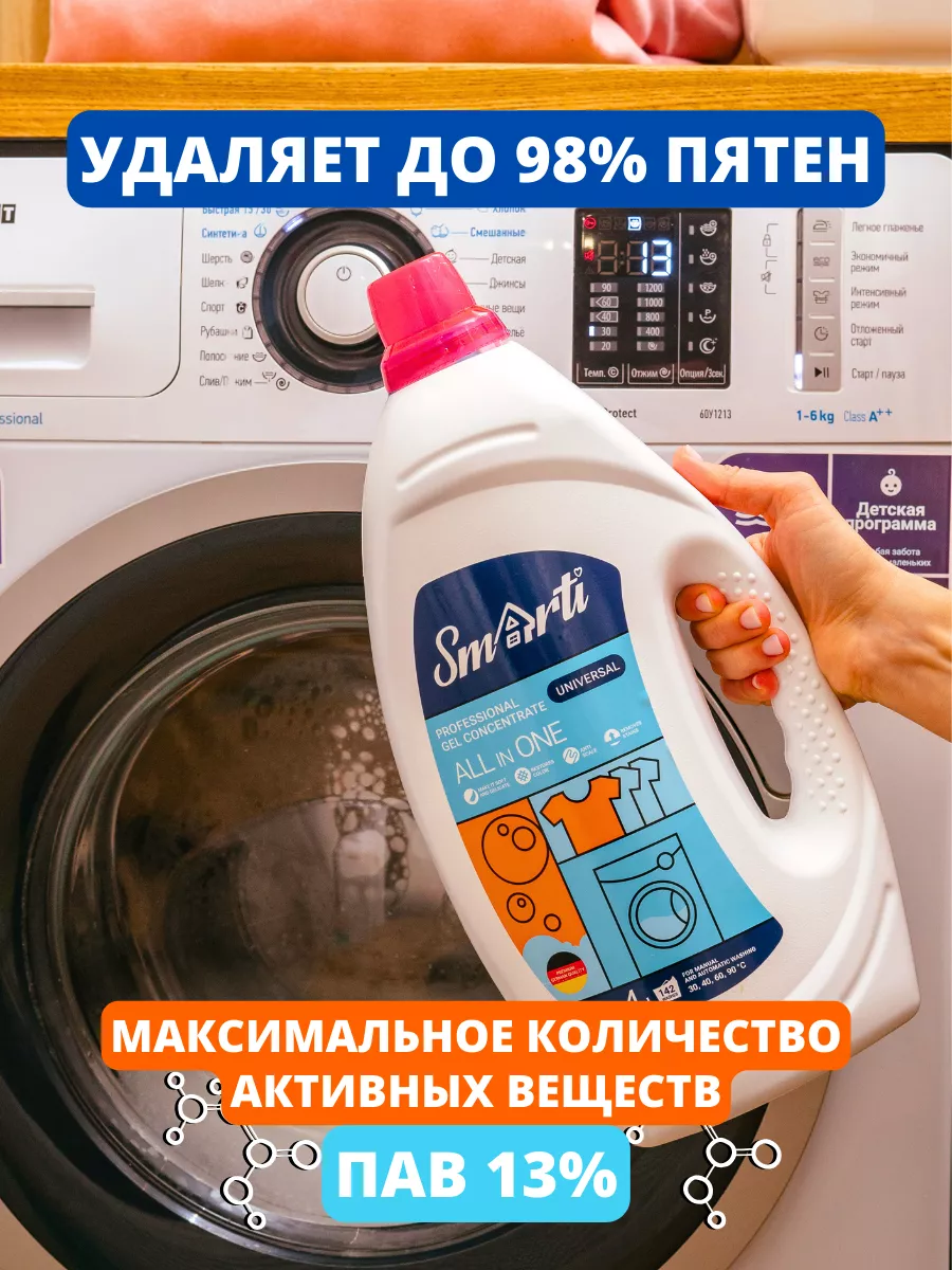 Гель для стирки ALL IN ONE PROFESSIONAL CONCENTRATE Smarti 190913295 купить  за 1 033 ₽ в интернет-магазине Wildberries