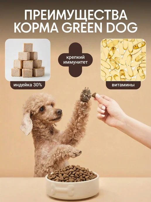Сухой корм Green Dog для собак, гипоаллергенный, мелкие, ягненок, 15,1 кг, фото 7