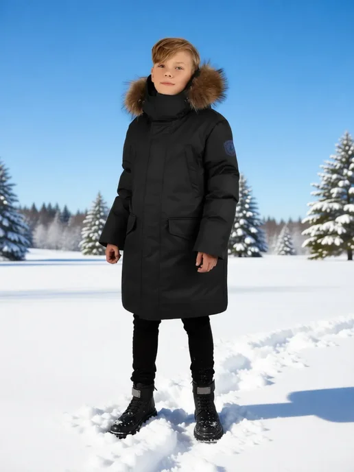 ArctiLine Пуховик для мальчика зимний из мембраны, черный, фото 5