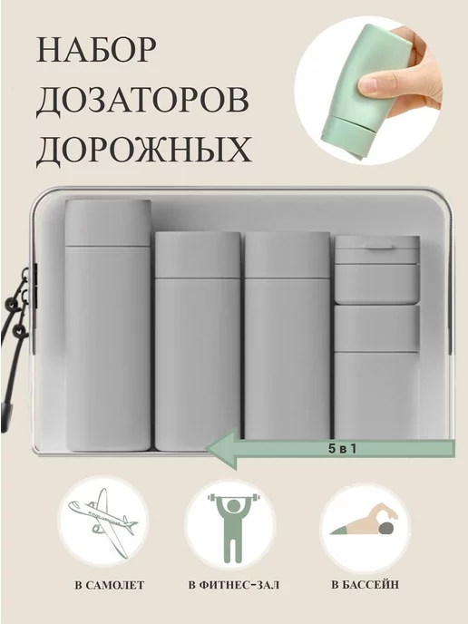 KATCHIS Дорожный набор флаконов и бутылочек для путешествий, серый