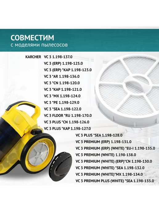 DOCTOR FILTERS HEPA фильтр для Karcher VC3, VC 3 Premium (2.863-238.0), белый, фото 4