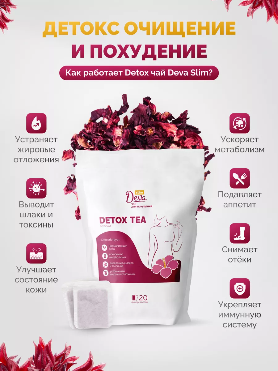 Детокс чай для похудения Deva Slim 191089902 купить за 1 073 ₽ в  интернет-магазине Wildberries