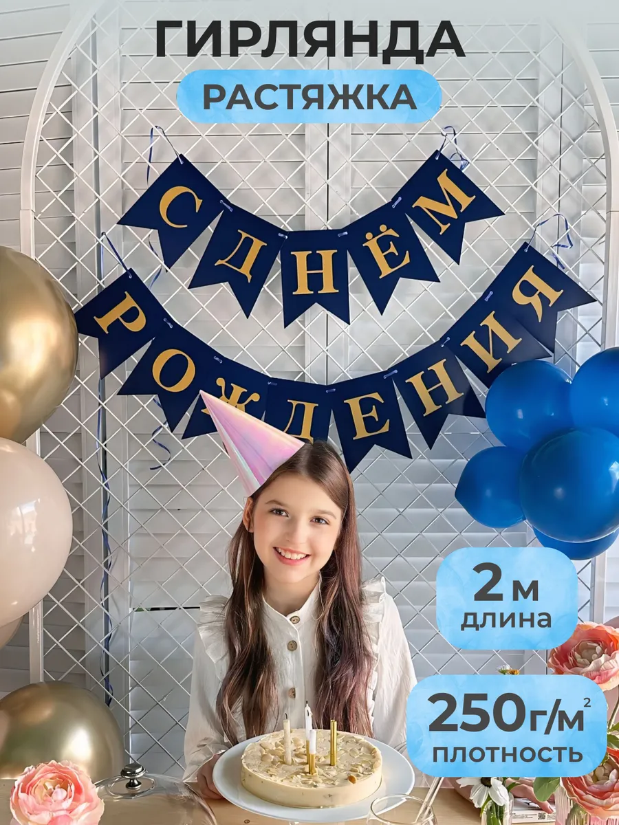 Растяжка - гирлянда - флажки С Днем Рождения