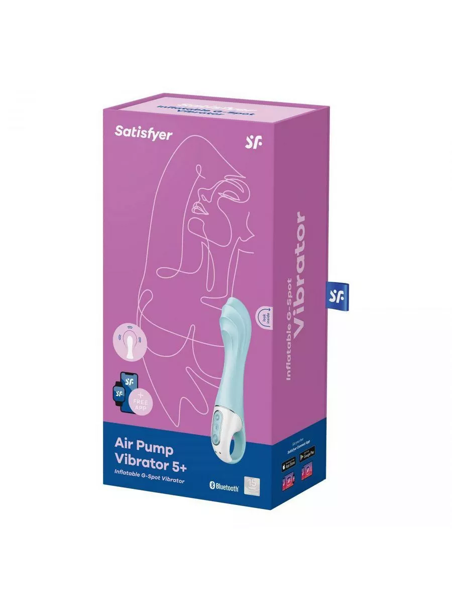 Satisfyer Голубой вибромассажер Air Pump Vibrator 5+ - 21 см