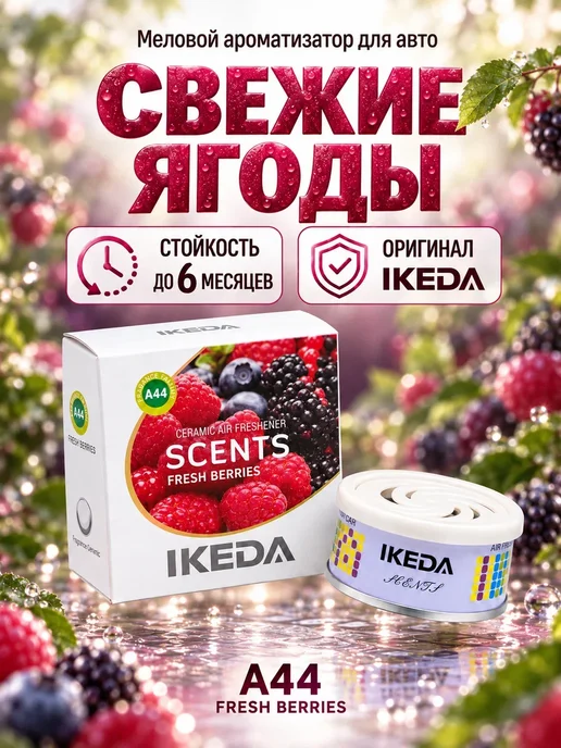 IKEDA Ароматизатор в машину меловой стойкий, свежесть A24, ИКЕДА, вариант
