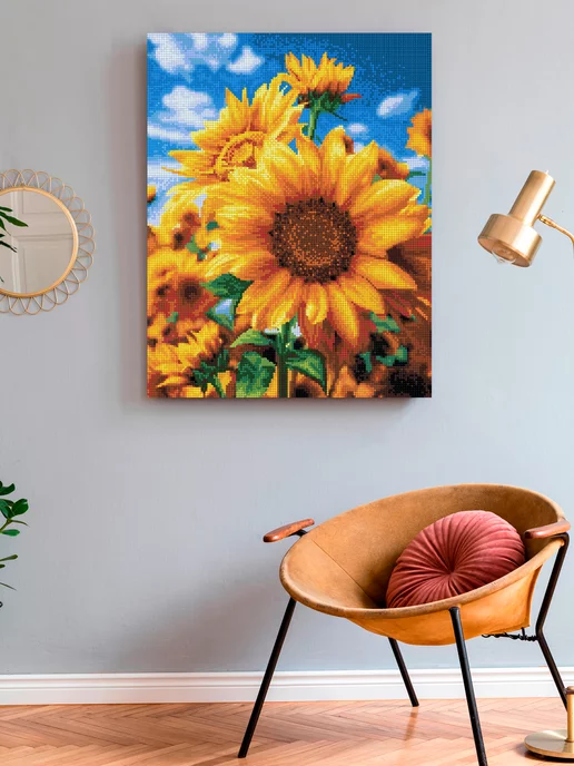 Art on Canvas Садовые подсолнухи Алмазная мозаика на подрамнике 40х50, 40x50, фото 3