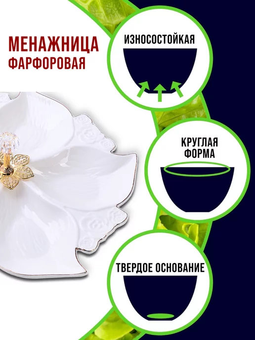 Менажница фарфоровая для сервировки 5 секций - фото 9