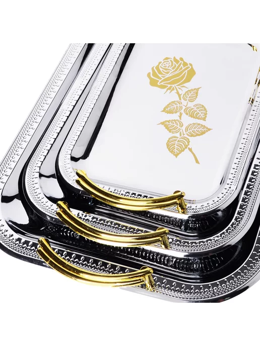 Набор подносов металлических 3 шт - фото 2