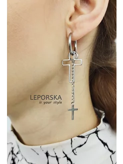 Серьги кольца подвески конго цепочка сталь LEPORSKA 191489456 купить за 283 ₽ в интернет-магазине Wildberries