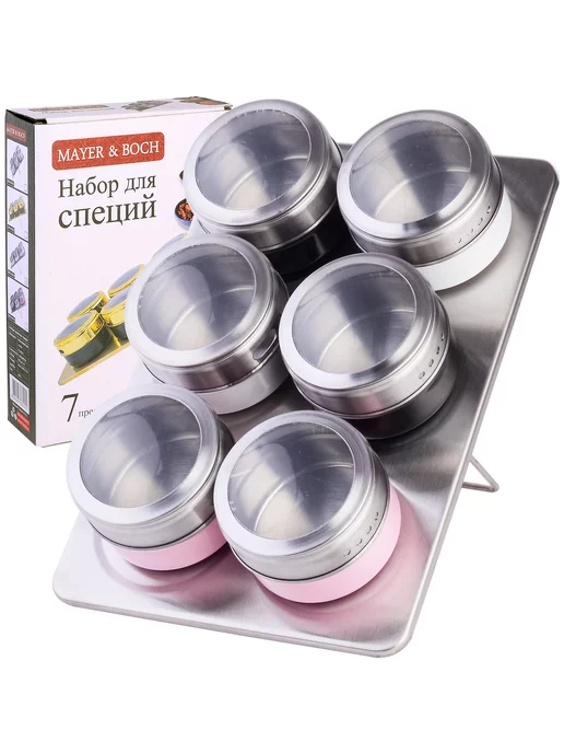 Набор для специй на магнитной подставке нержавейка 6 шт - фото 6
