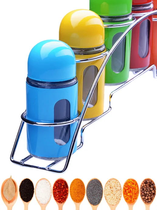 Набор для специй на стол на подставке стекло нержавейка 6 шт - фото 11