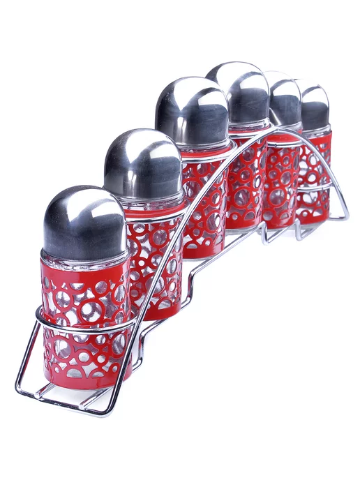 Набор для специй на стол на подставке стекло нержавейка 6 шт - фото 2