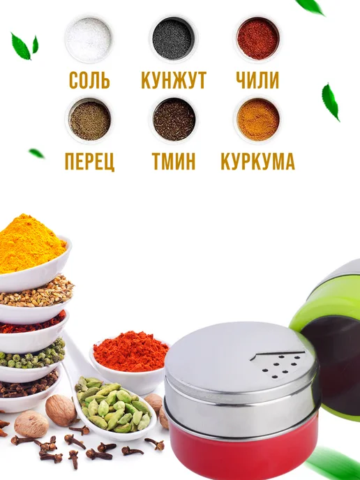 Набор для специй на магнитной подставке нержавейка 6 шт - фото 11