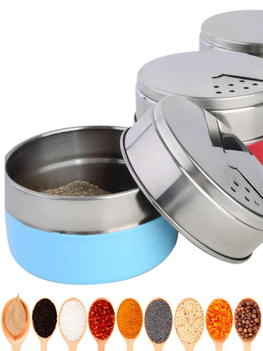 Набор для специй на магнитной подставке нержавейка 6 шт - фото 14