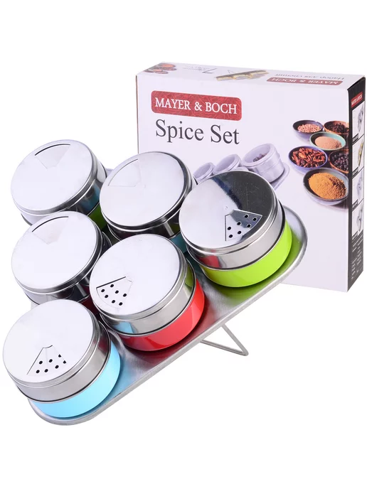 Набор для специй на магнитной подставке нержавейка 6 шт - фото 7