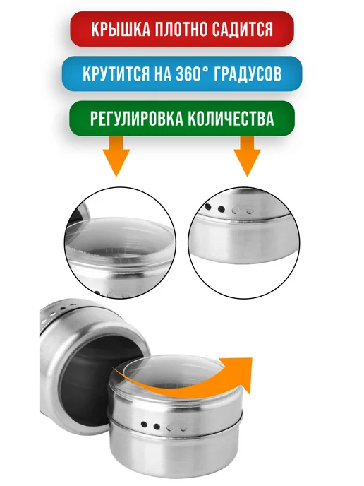 Набор для специй на подставке нержавейка 3 шт - фото 12