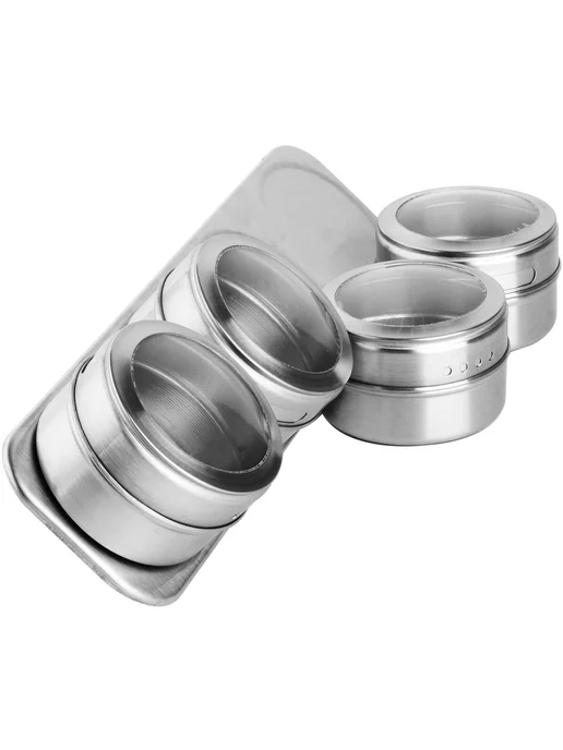 Набор для специй на магнитной подставке нержавейка 4 шт - фото 6