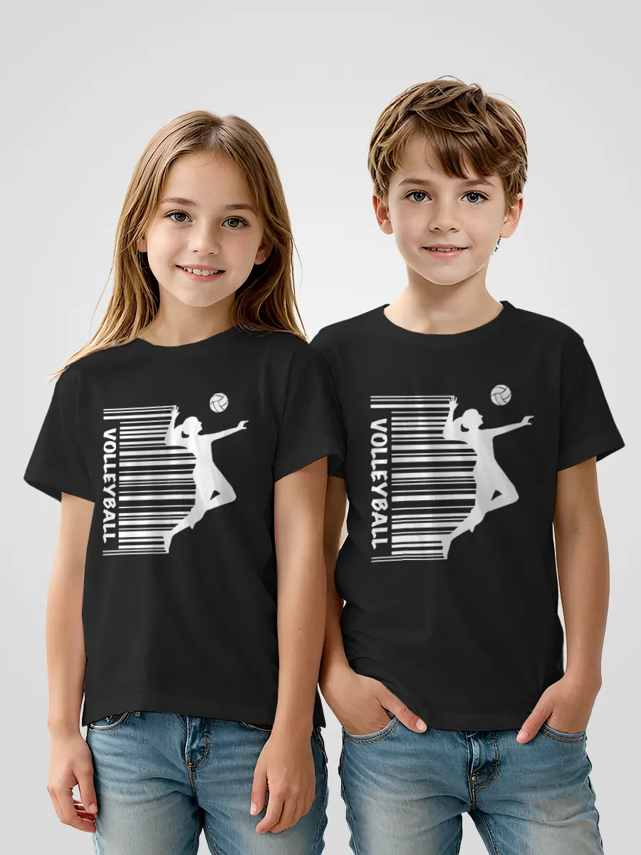 Детская футболка Волейбол Volleyball Мяч Qr Code Штрихкод