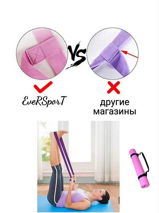 Ever Sport Лямка стяжка-ручка для коврика спортивного, синий, фото 4
