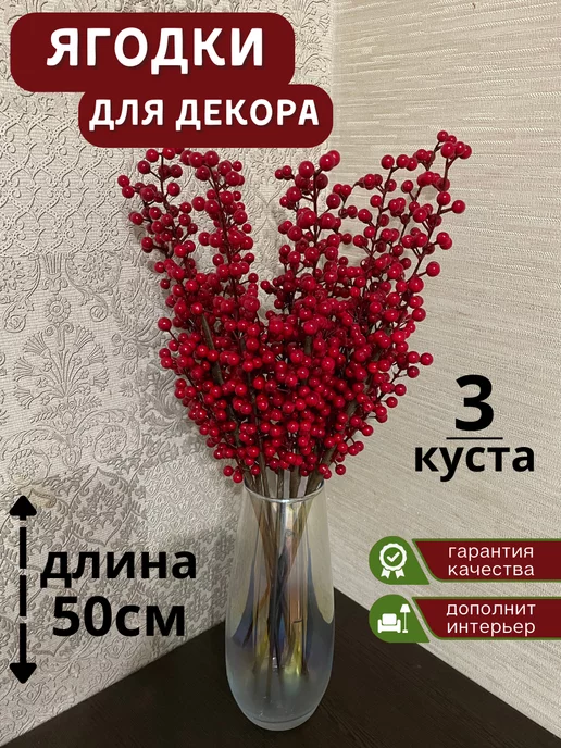 Ягодки, в сахаре, в инее, на проволоке, для декора, купить, заказать, с доставкой