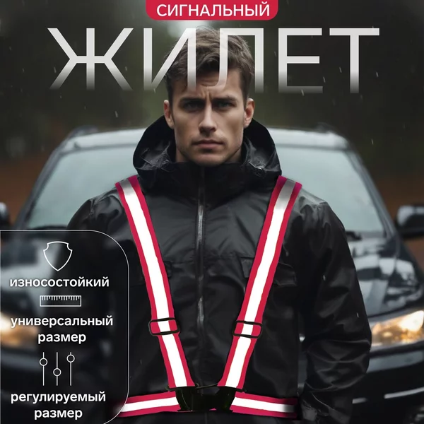 Жилет сигнальный светоотражающий регулируемый