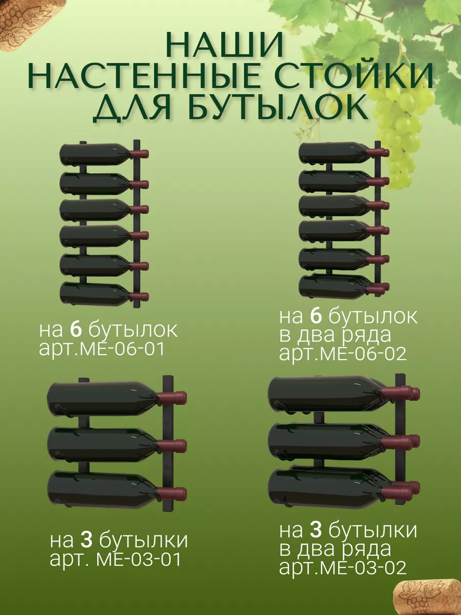 Настенная стойка для бутылок вина, металл, чёрная Полка Вин 191941361  купить за 1 064 ₽ в интернет-магазине Wildberries